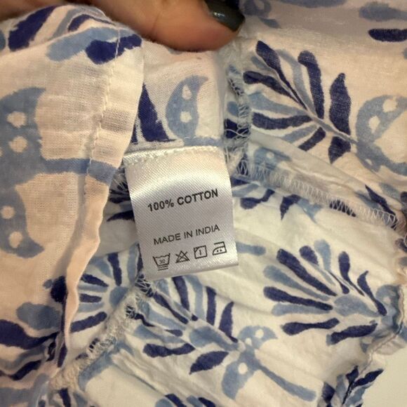 Sole by Mare blue block print ruffled blouse small - Picture 5 of 9